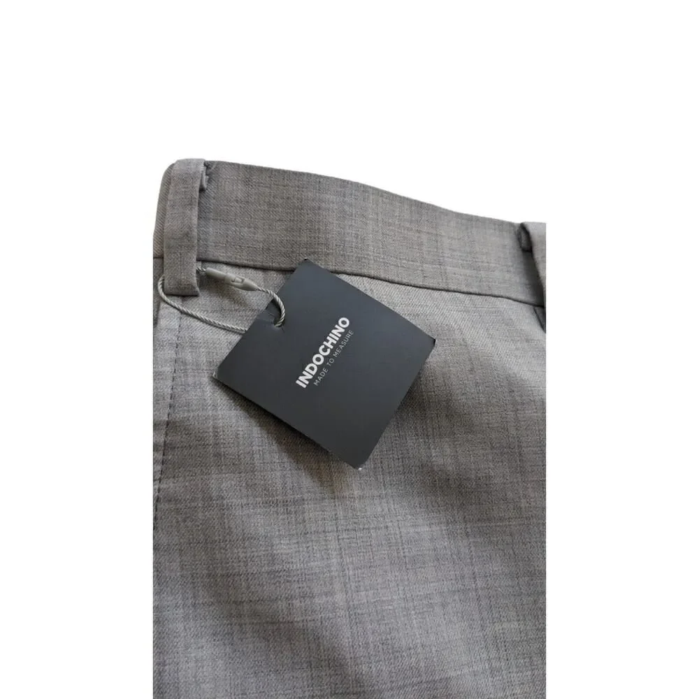 Indochino Mens‎ Gray Flat Front Wool Dress Pants Houndstooth Sz 36 X 31